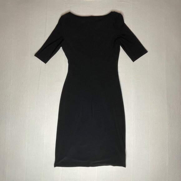 Lauren by Ralph Lauren Black Cowl Neck Ruched Midi Dress | Size 4 - Picture 3 of 8